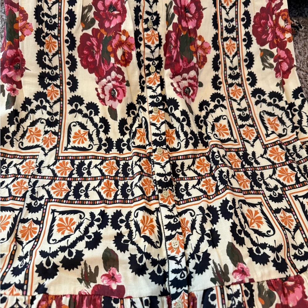 Women's Floral Maxi Dress in Cream with Pink Roses - Picture 7 of 14